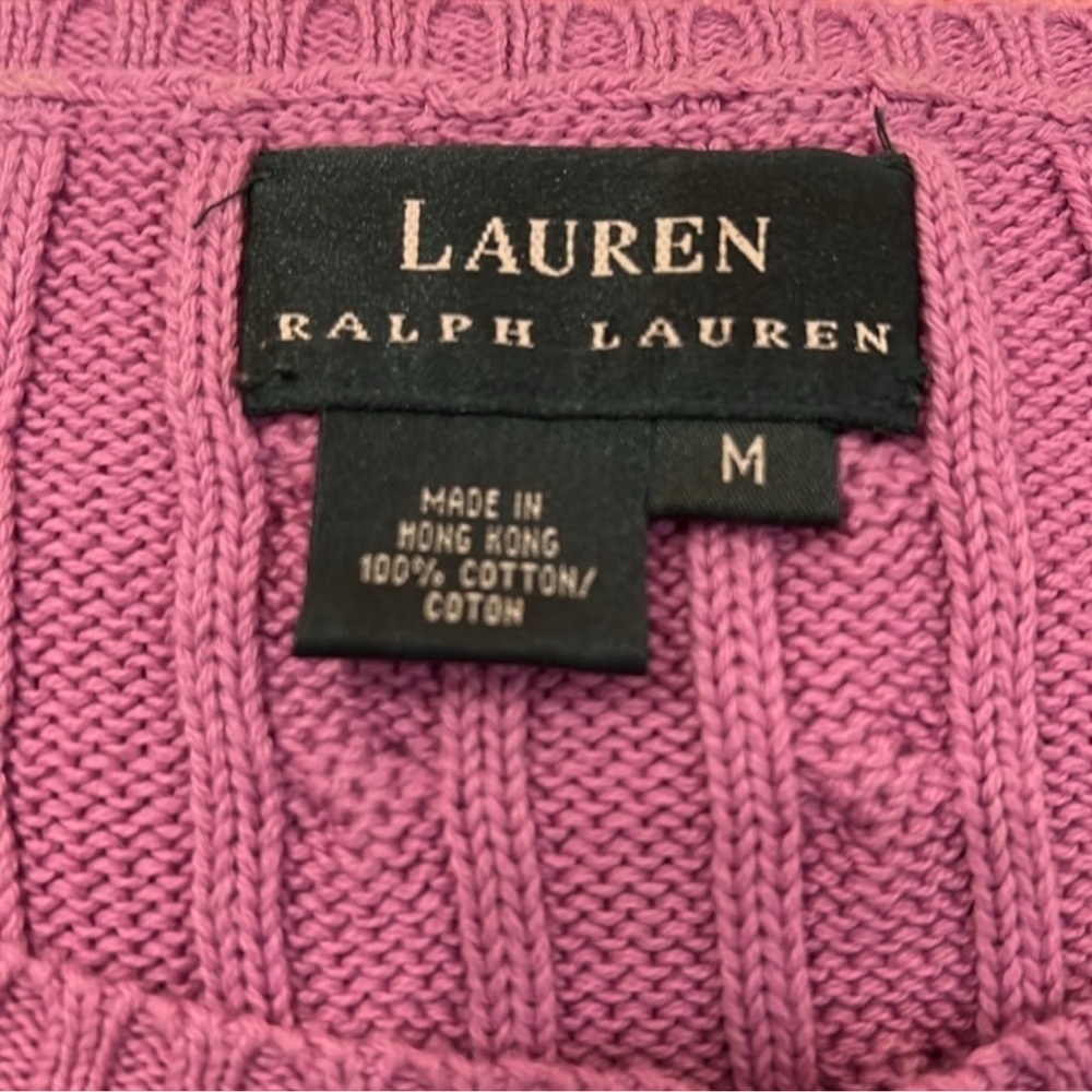 Ralph Lauren Purple and Pink Cable-Knit Crew Neck Sweater - Picture 6 of 6